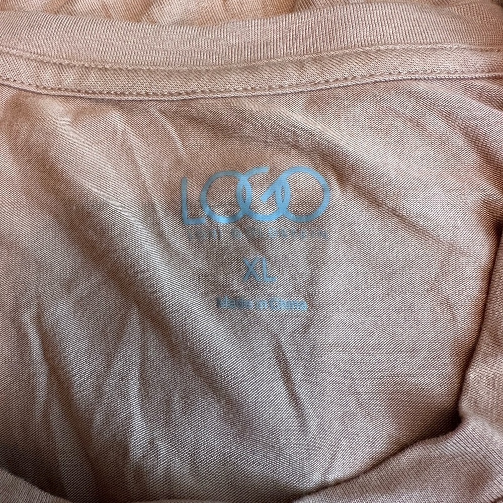 LOGO Peach long sleeve round neck soft and slightly sheer top Size XL #1617 - Picture 7 of 7
